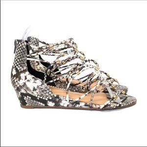 Aldo faux snakeskin low wedges